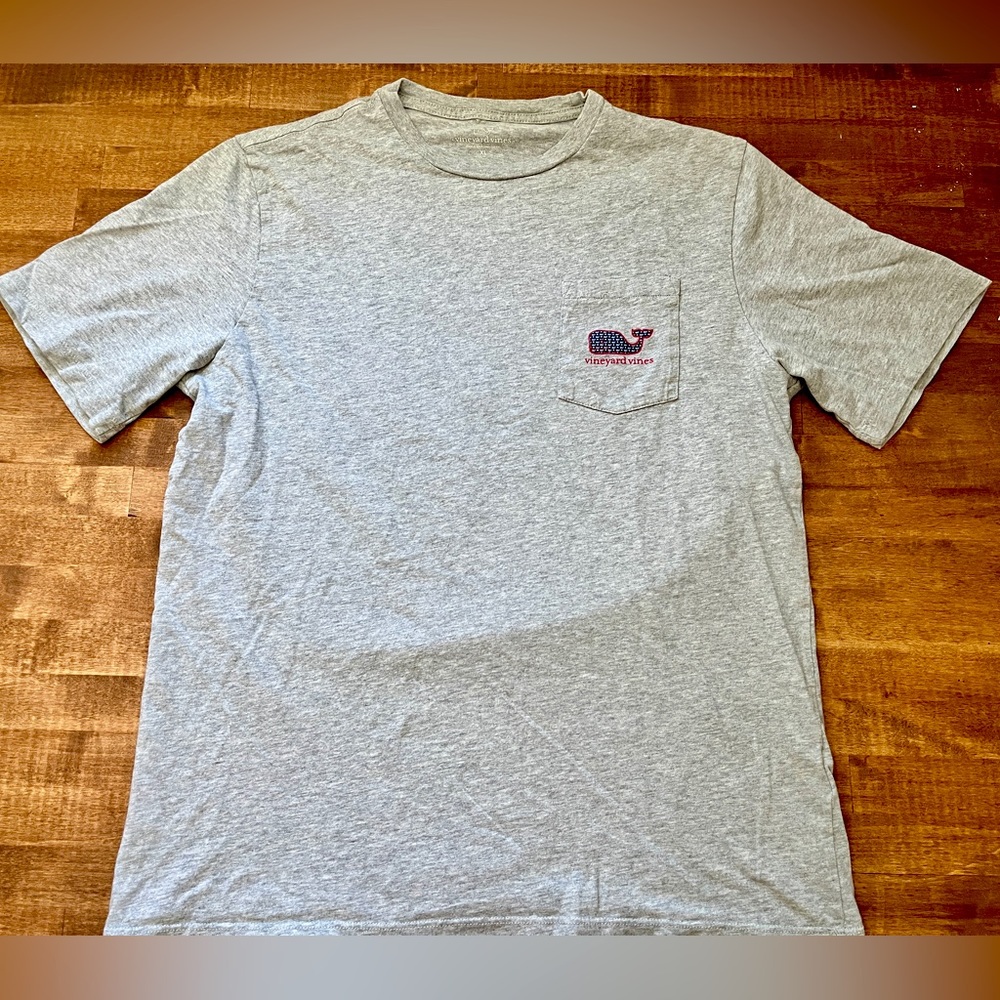 Vineyard Vines Tee Shirt Red, White, and Blue whale print
